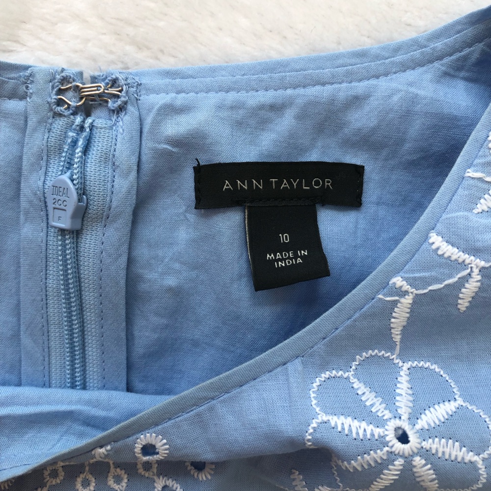 Ann Taylor Light Blue Floral Embroidered Midi Dress - Picture 8 of 12